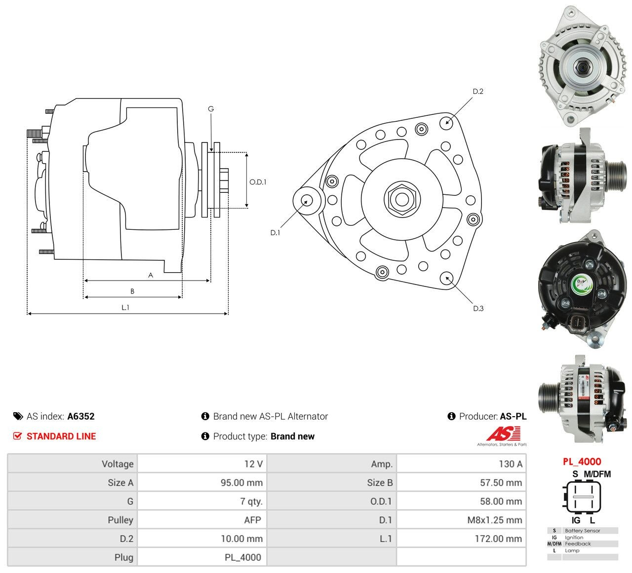 Генератор As-pl A6352 ціна, від 185.41 USD