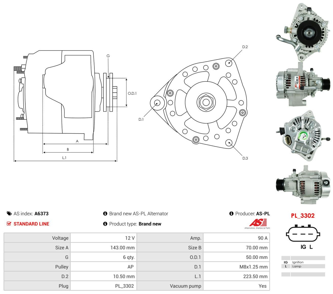 Генератор As-pl A6373 ціна, від 50.39 USD