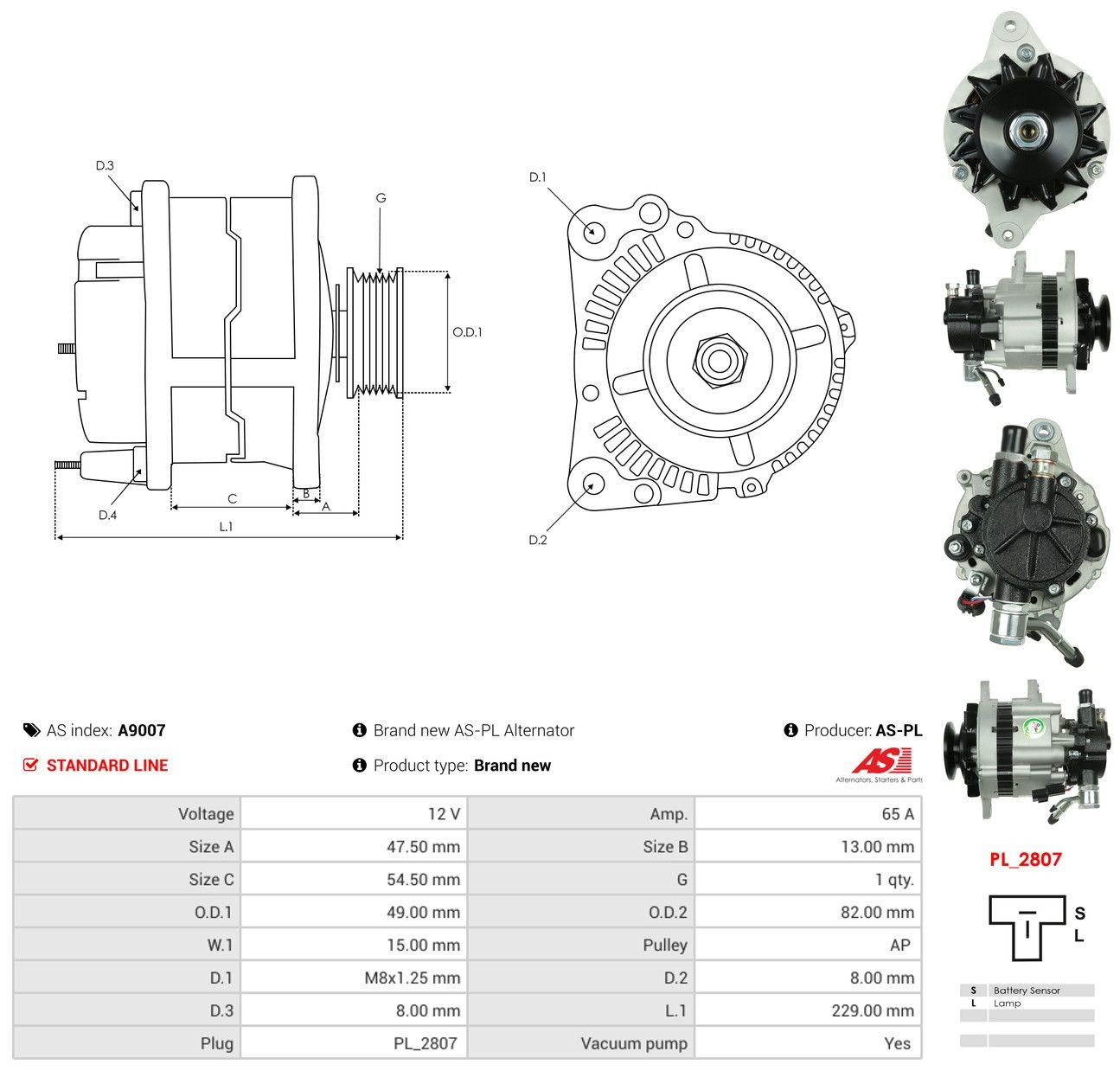 Генератор As-pl A9007 ціна, від 149.38 USD
