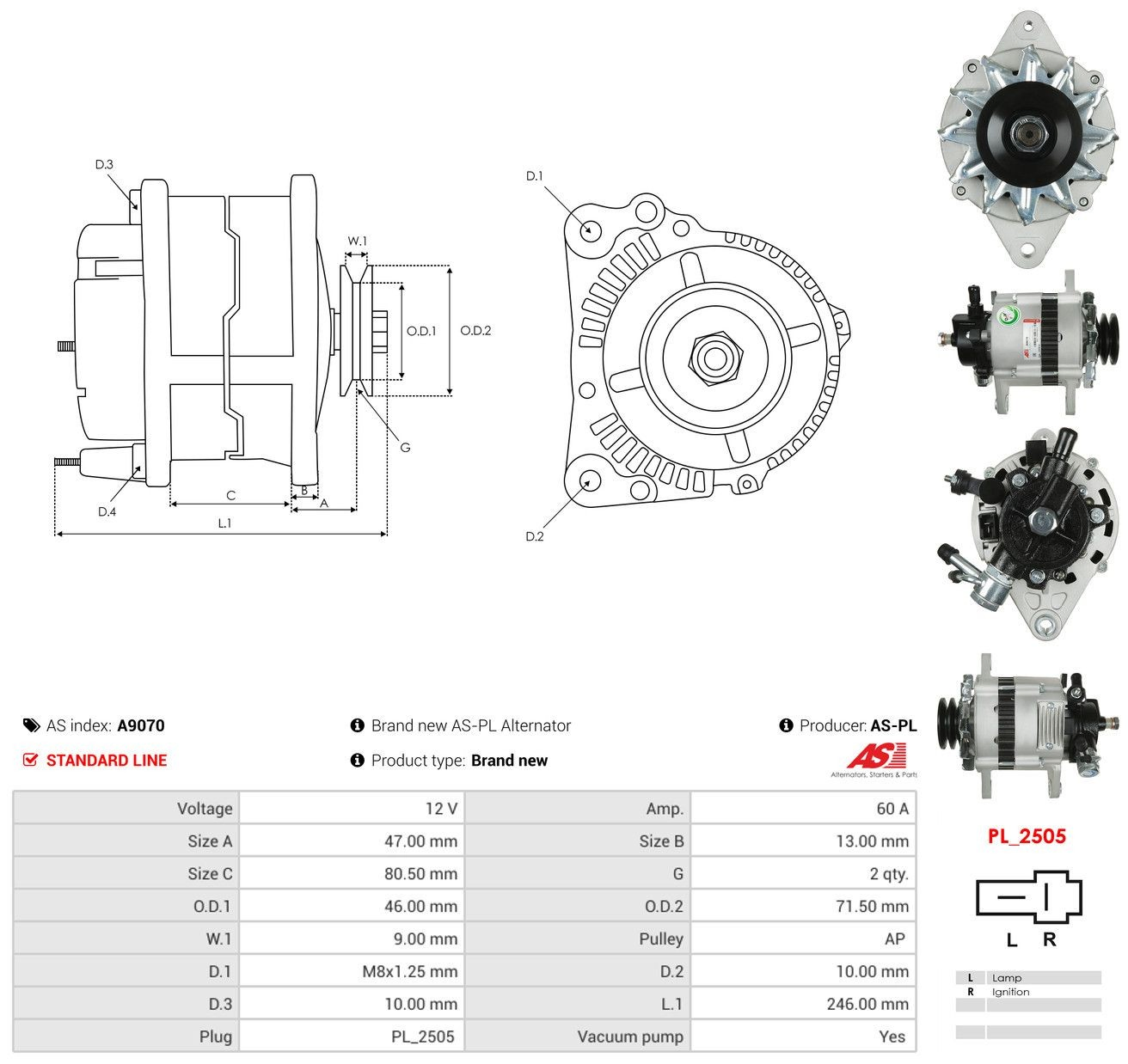 Генератор As-pl A9070 ціна, від 119.20 USD