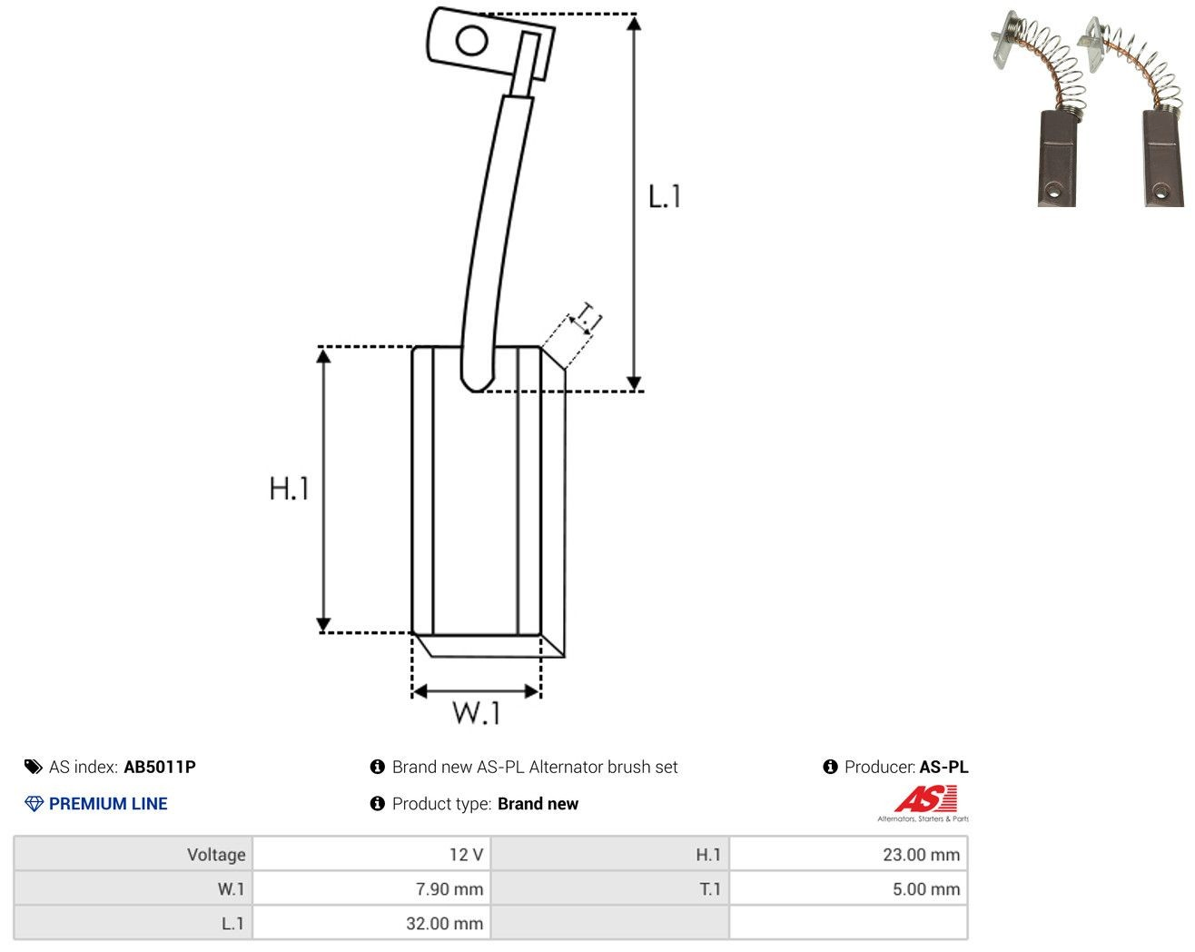 Щітка генератора As-pl AB5011P ціна, від 4.59 USD
