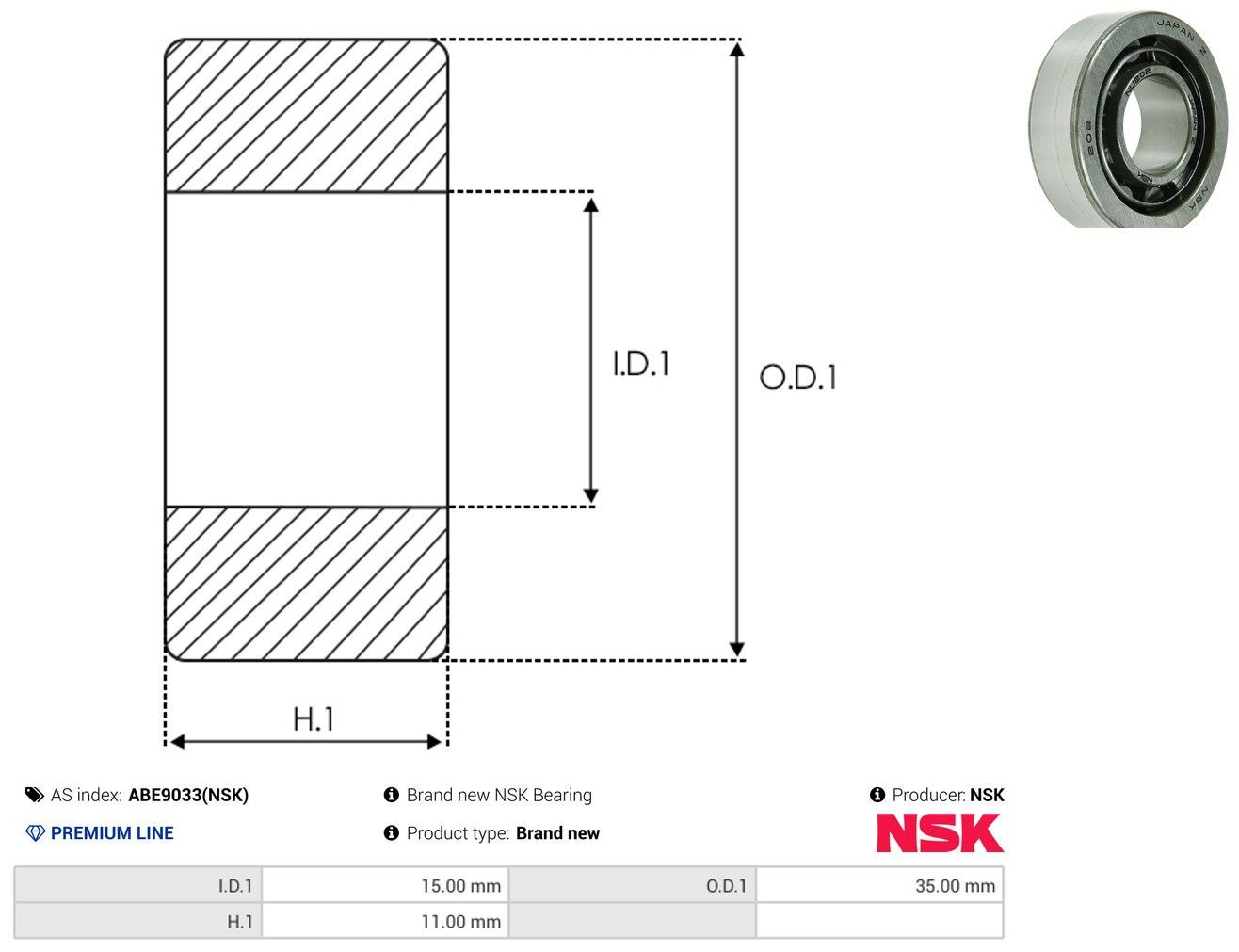 Купити ABE9033NSK As-pl Підшипник генератора