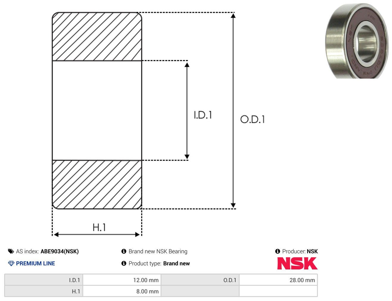 Підшипник генератора As-pl ABE9034NSK ціна, від 1.93 USD