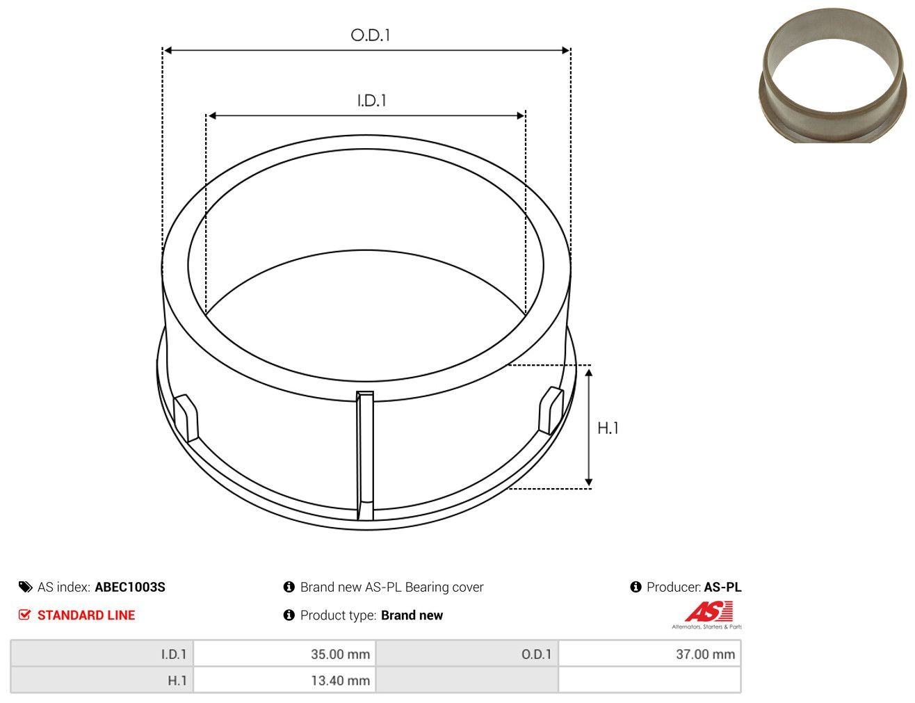Втулка генератора As-pl ABEC1003S ціна, від 0.94 USD