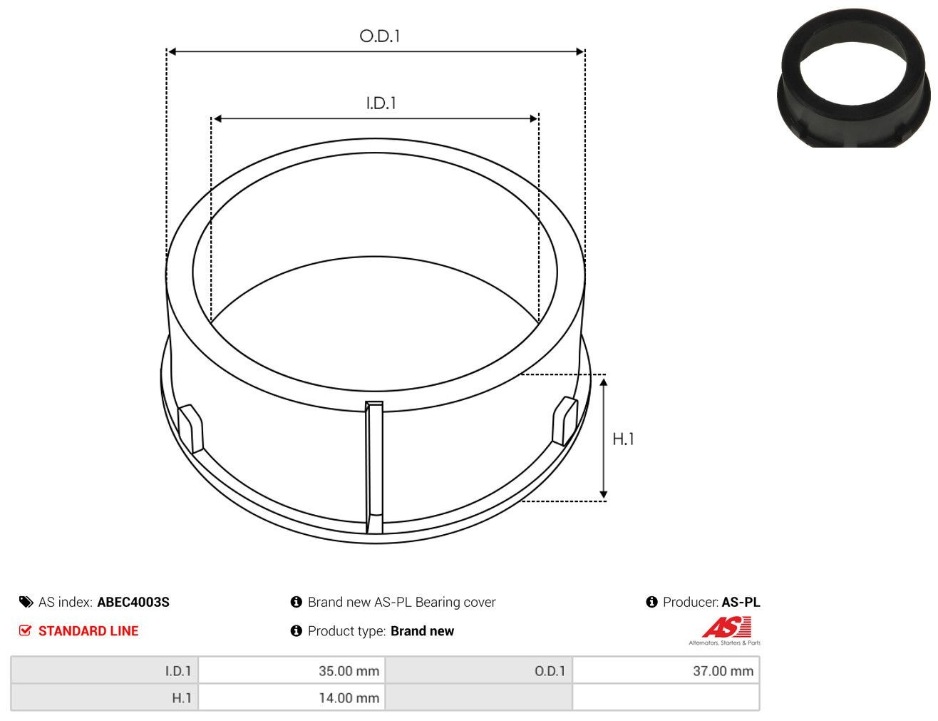 Втулка генератора As-pl ABEC4003S ціна, від 1.73 USD