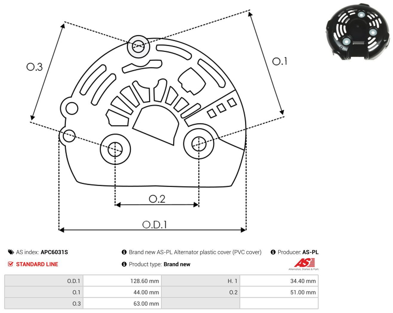 Кришка генератора задня As-pl APC6031S ціна, від 7.41 USD