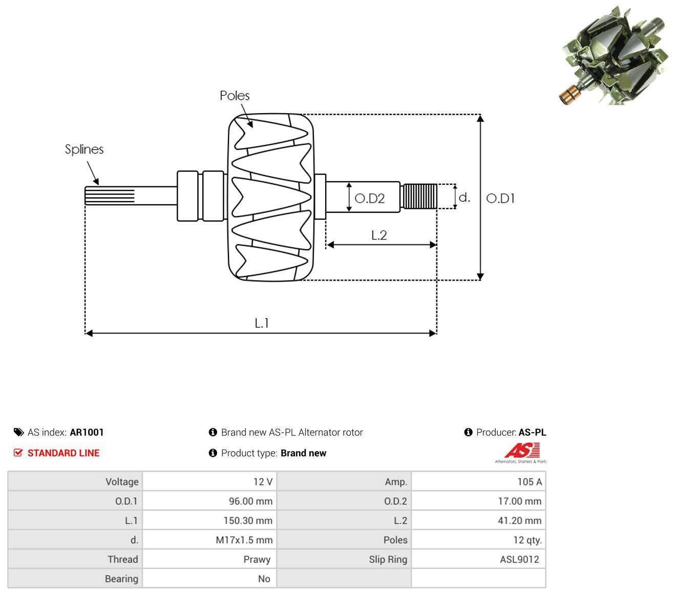 Якір (ротор) генератора ASR 139402 ціна, від 28.41 USD