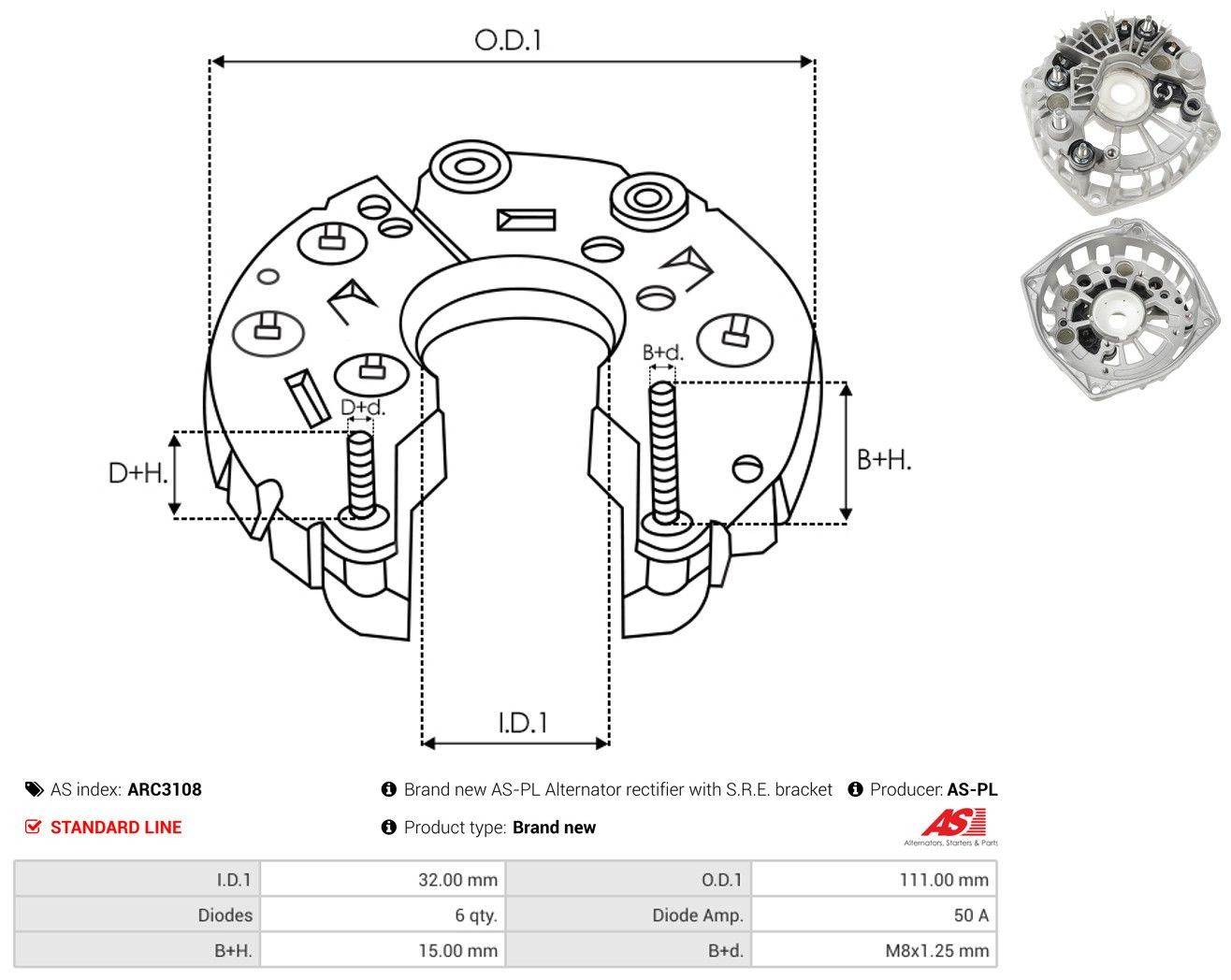 Міст доданий генератора As-pl ARC3108 ціна, від 39.38 USD