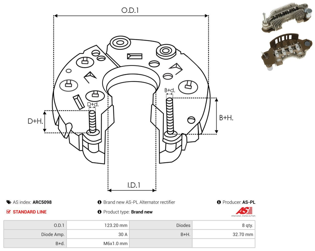 Міст доданий генератора As-pl ARC5098 ціна, від 49.69 USD