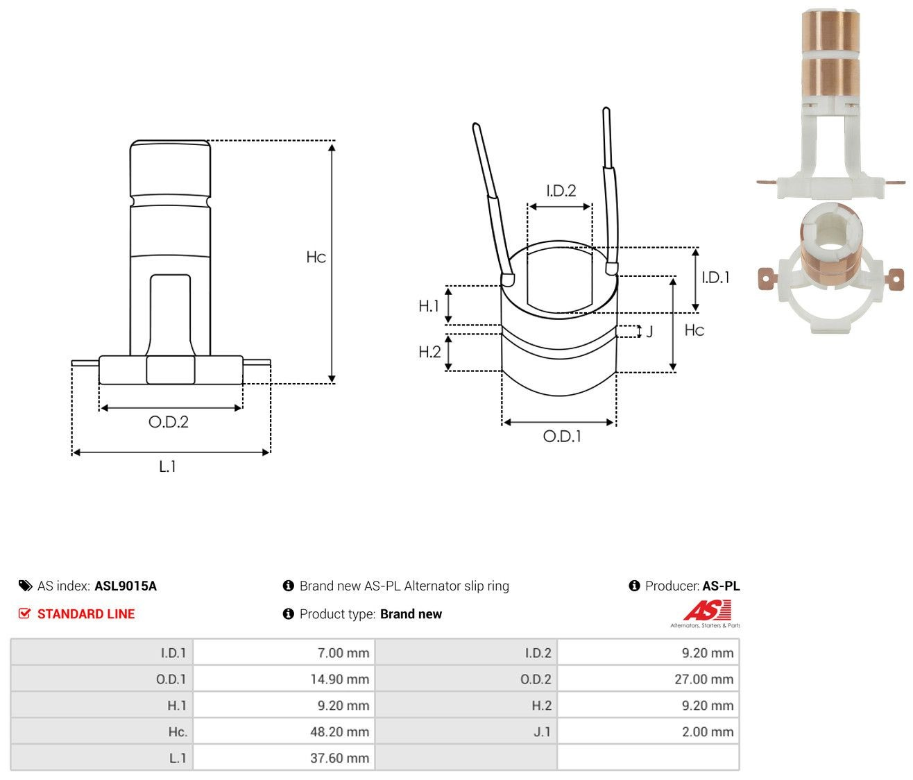 Колектор ротора генератора As-pl ASL9015A ціна, від 2.89 USD