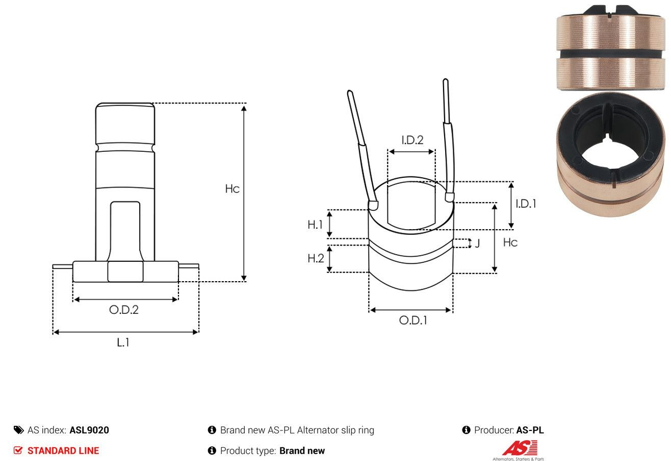 Колектор ротора генератора ASL9020 Bosch