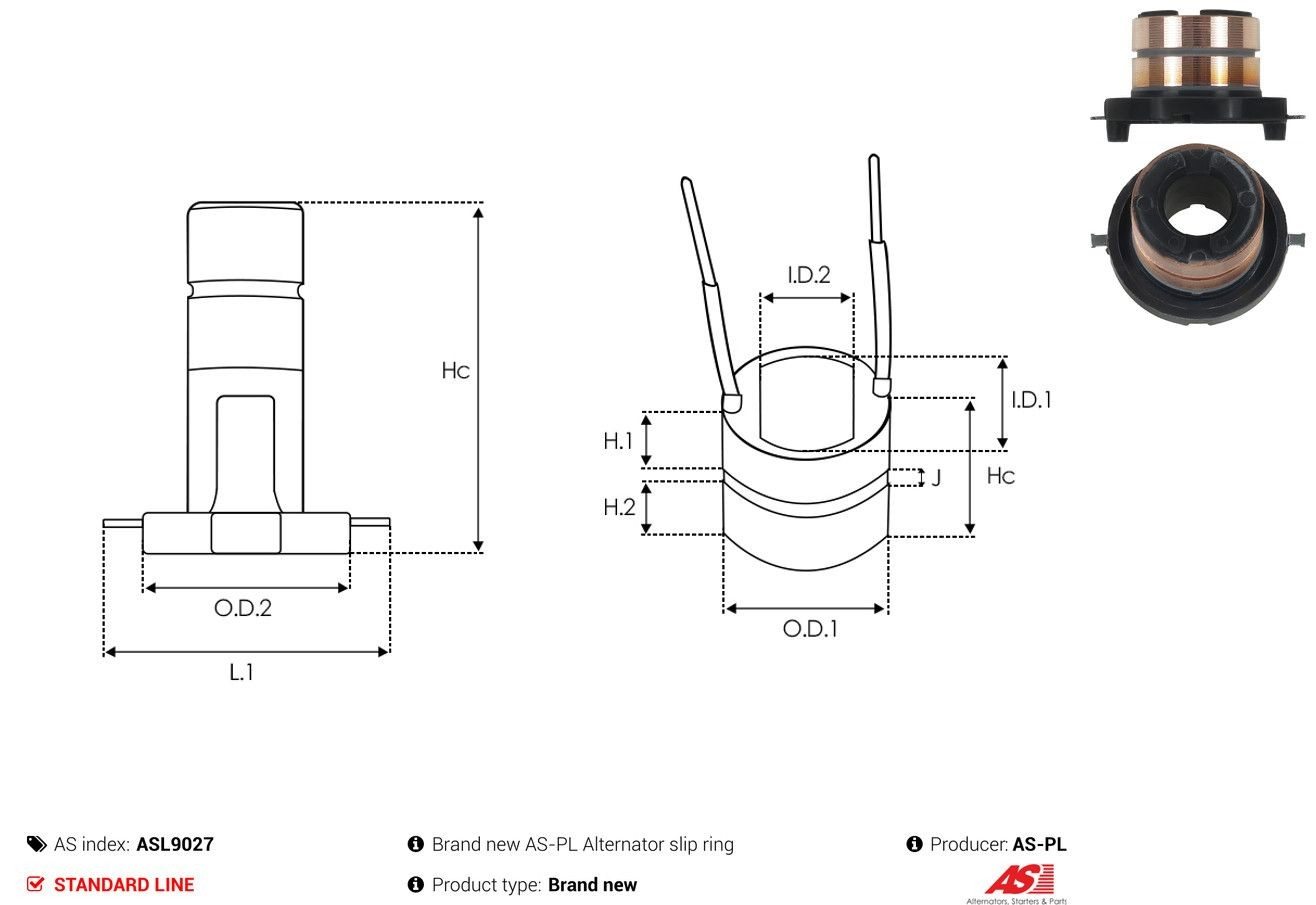 Колектор ротора генератора ASL9027 As-pl