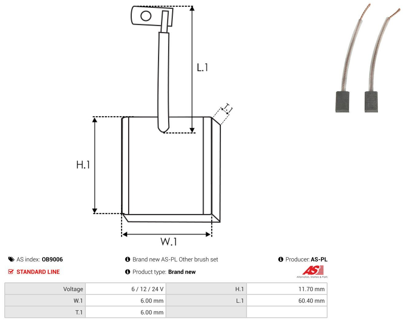 Щітка генератора As-pl OB9006 ціна, від 2.82 USD
