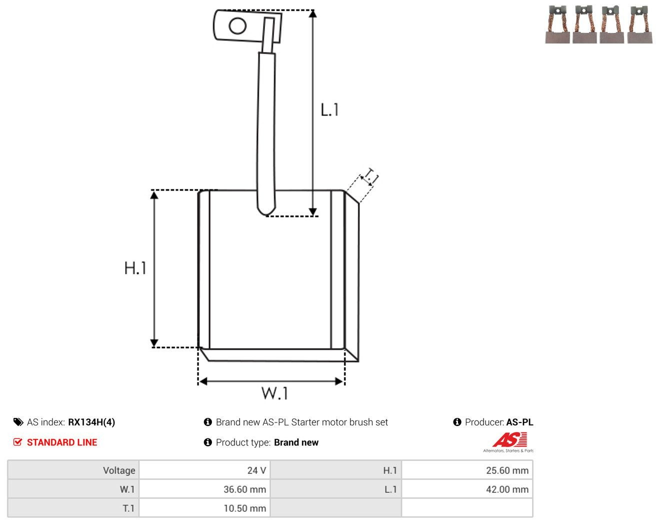 Купити RX134H4 As-pl Щітка стартера