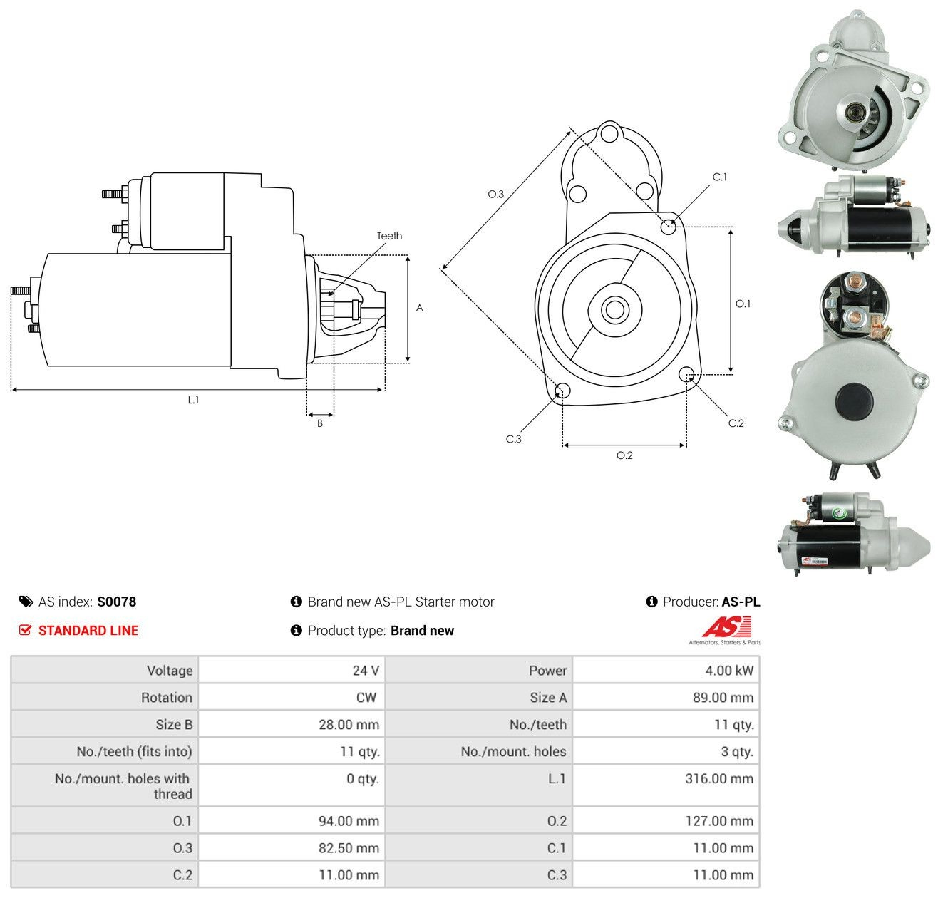 Стартер As-pl S0078 ціна, від 192.57 USD