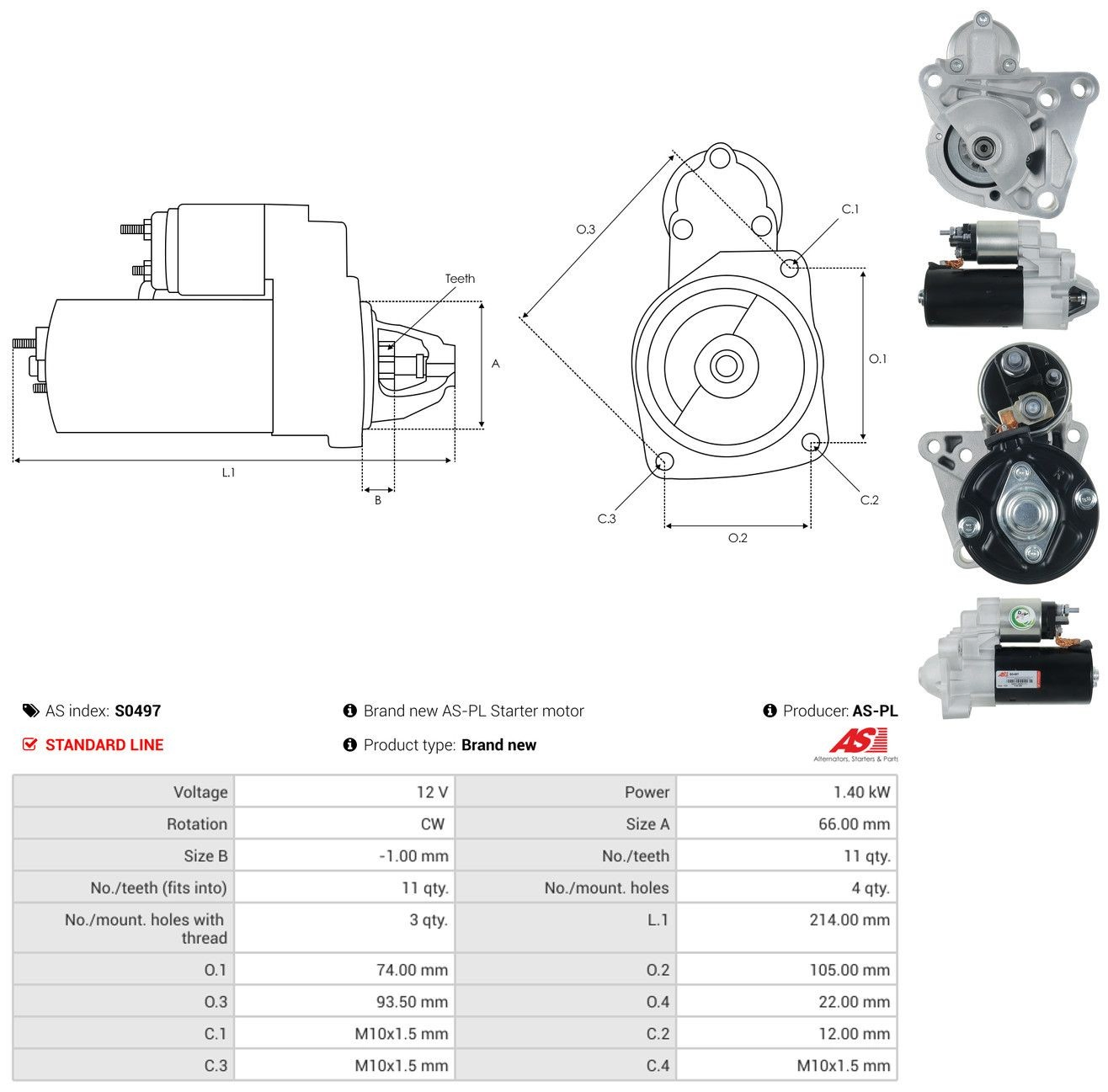 Стартер As-pl S0497 ціна, від 48.04 USD