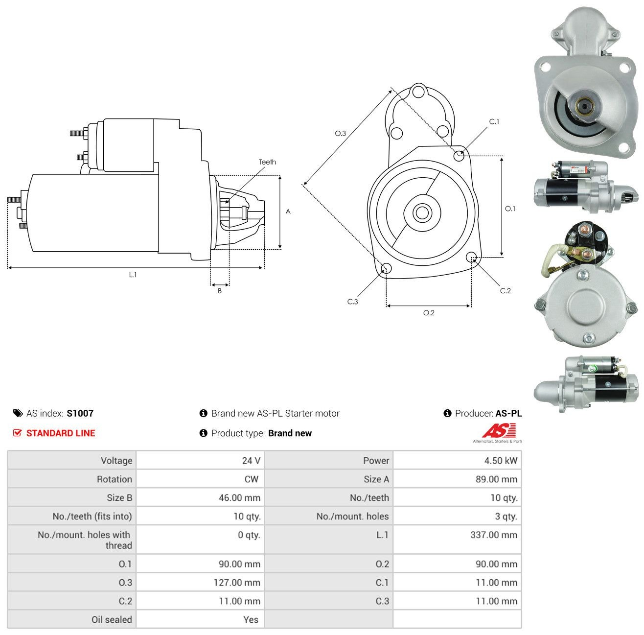S1007 As-pl Стартер двигуна