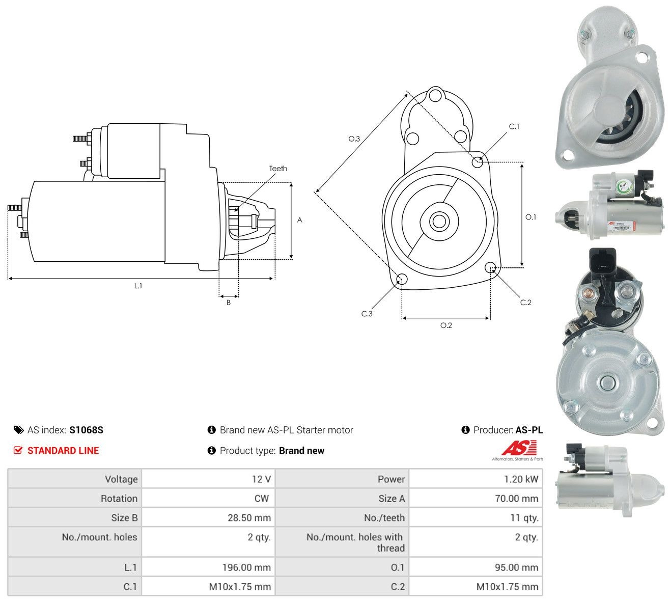 Стартер As-pl S1068S ціна, від 63.76 USD