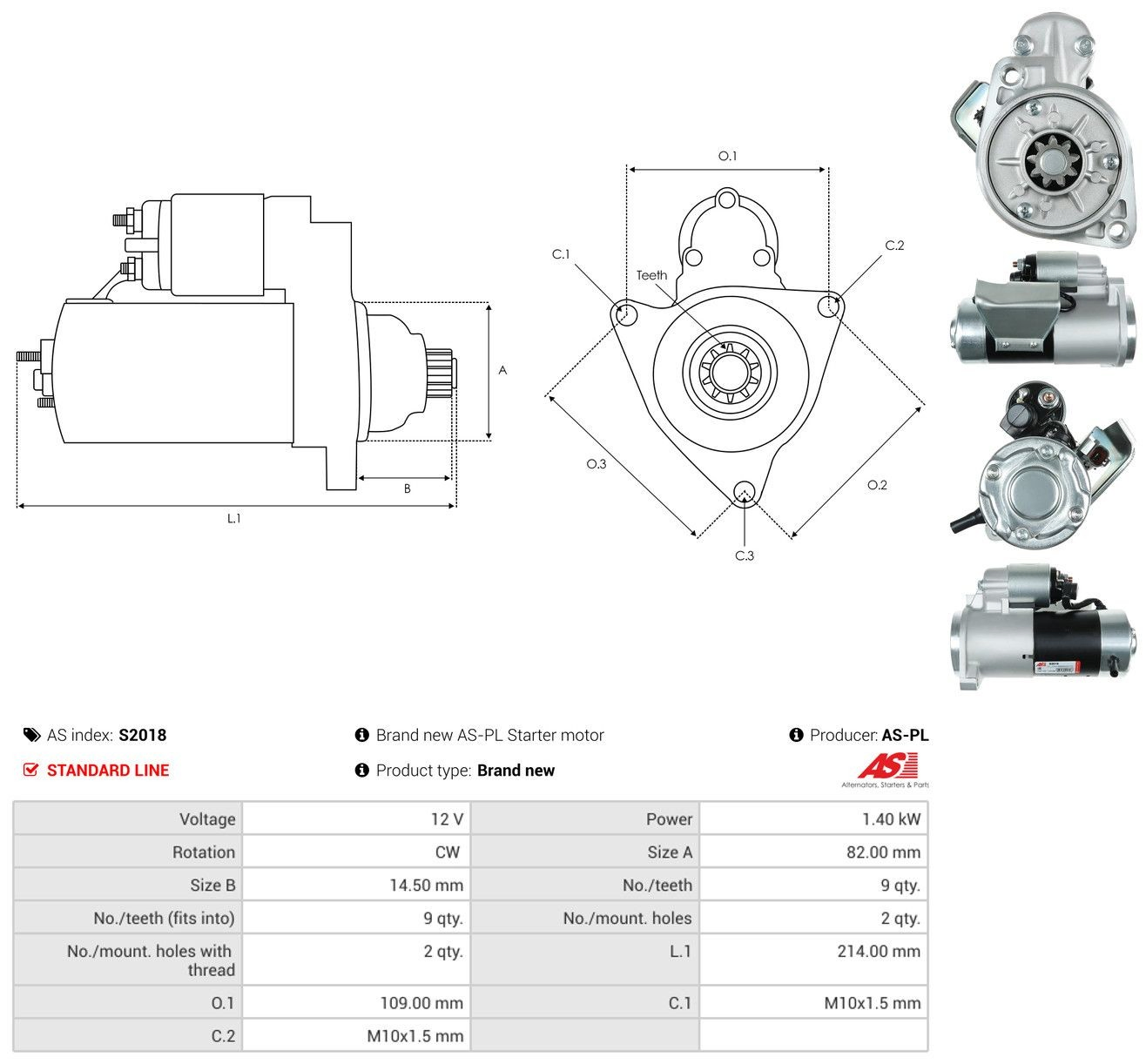 Стартер As-pl S2018 ціна, від 110.04 USD