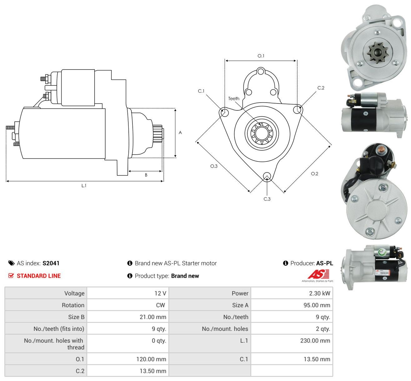 Стартер As-pl S2041 ціна, від 148.20 USD