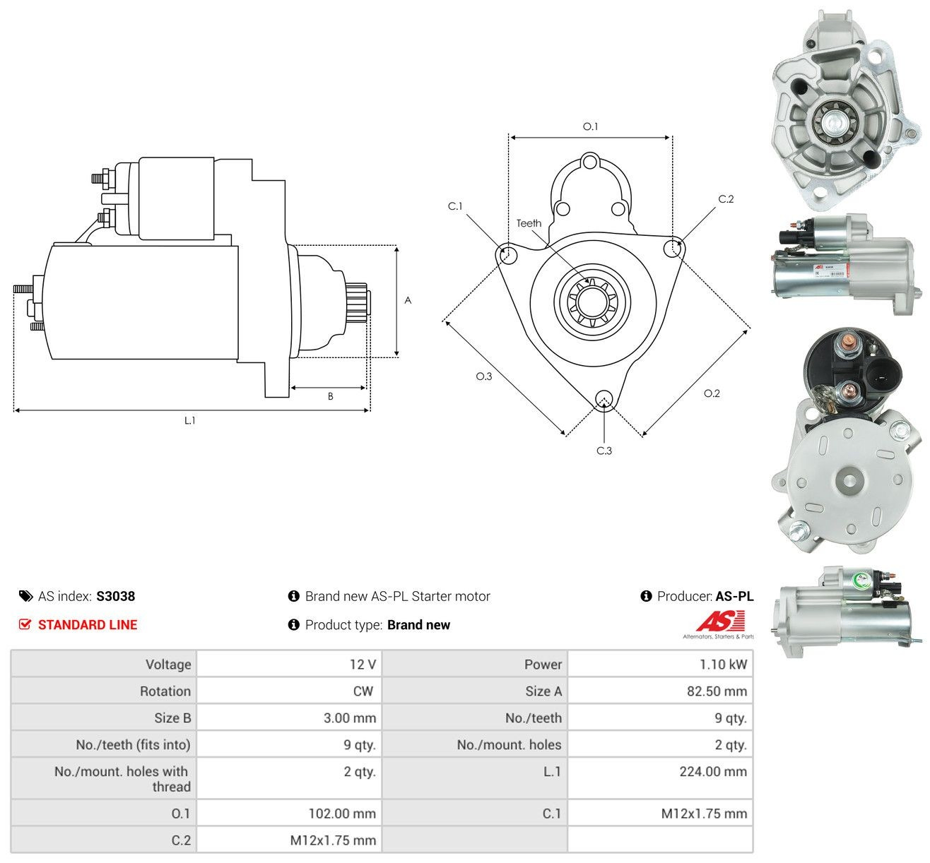 Стартер As-pl S3038 ціна, від 50.67 USD