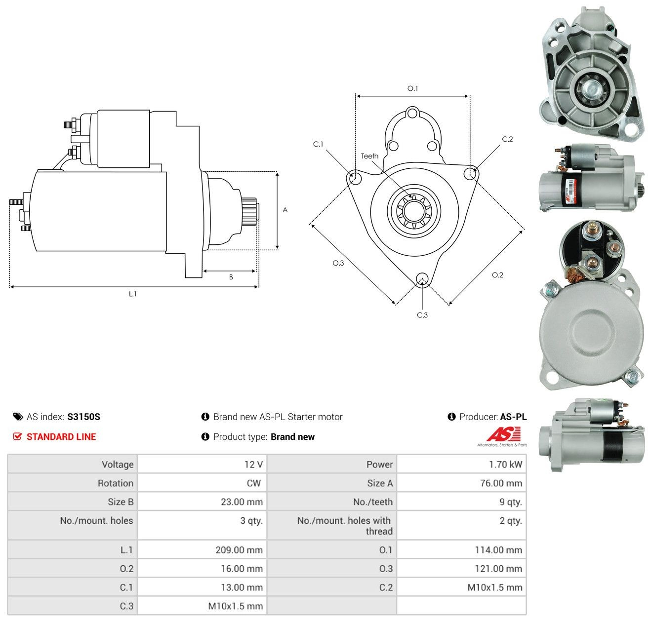 Стартер As-pl S3150S ціна, від 97.45 USD