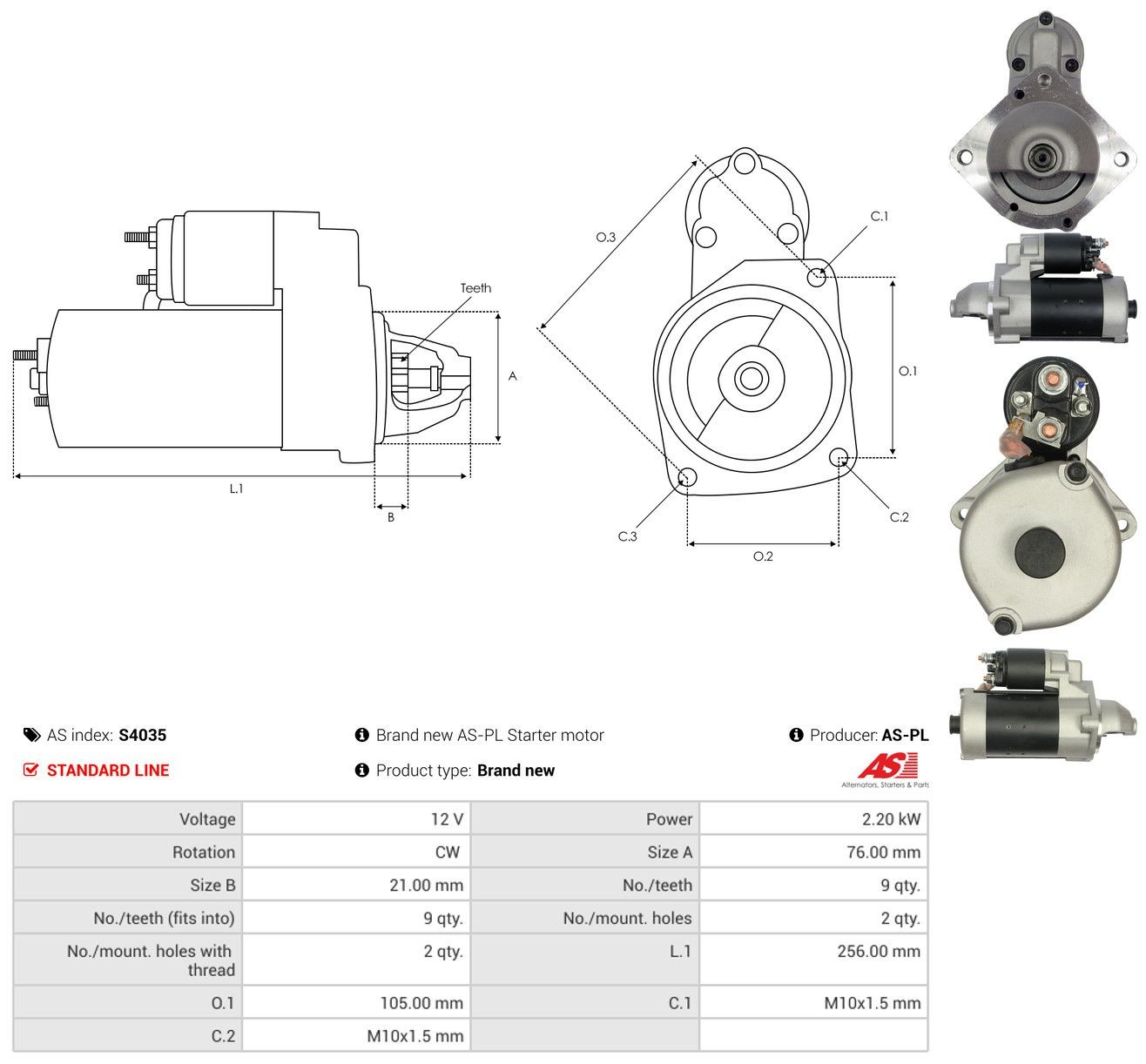 Стартер As-pl S4035 ціна, від 61.66 USD