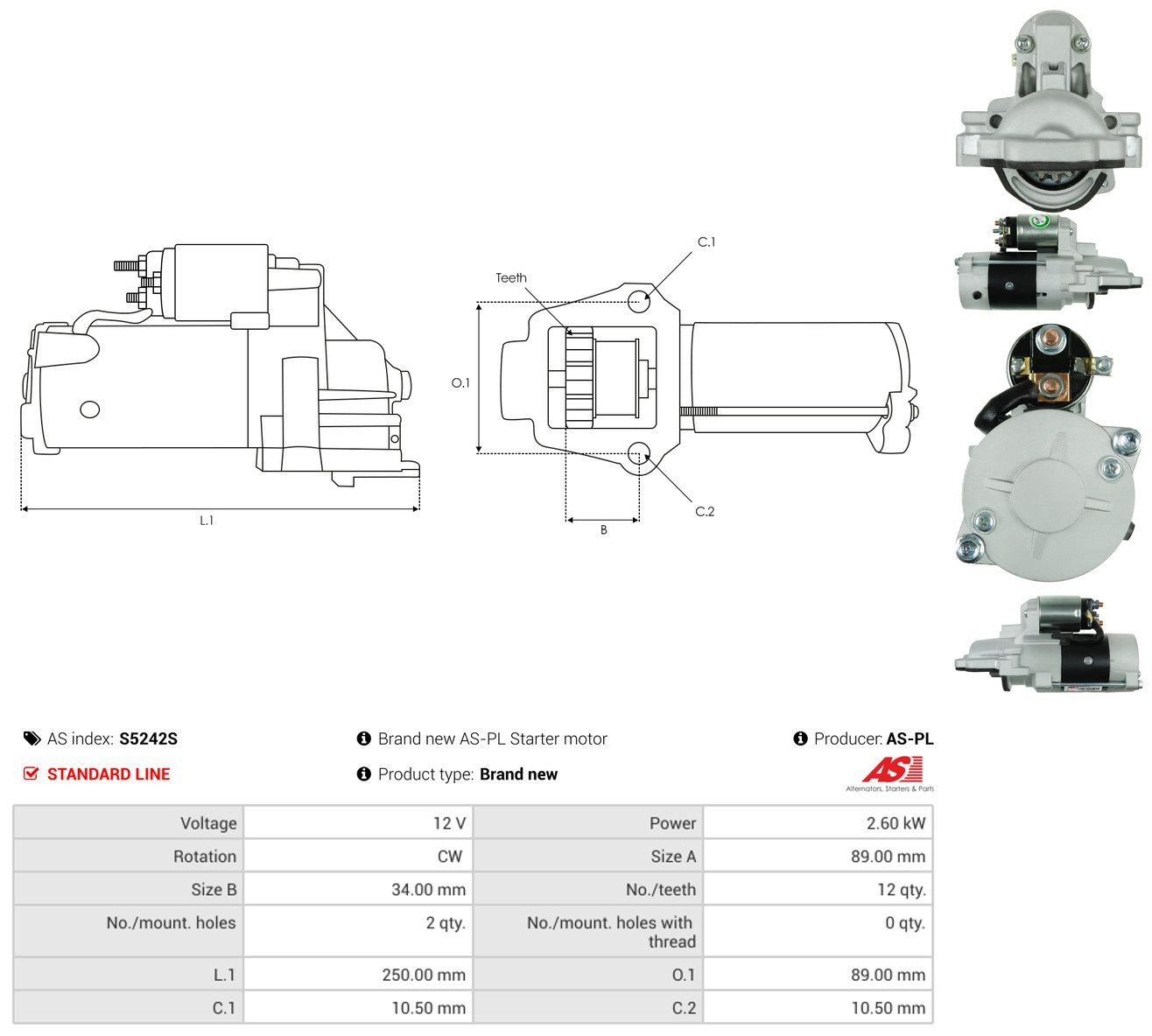Стартер S5251S AS/Auto Storm