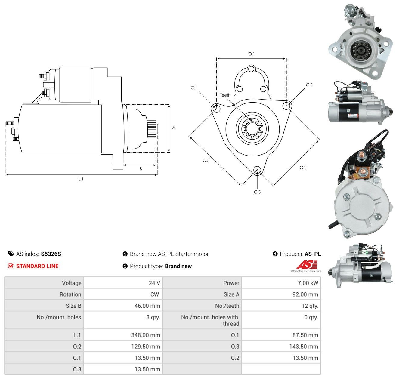Стартер As-pl S5326S ціна, від 224.22 USD