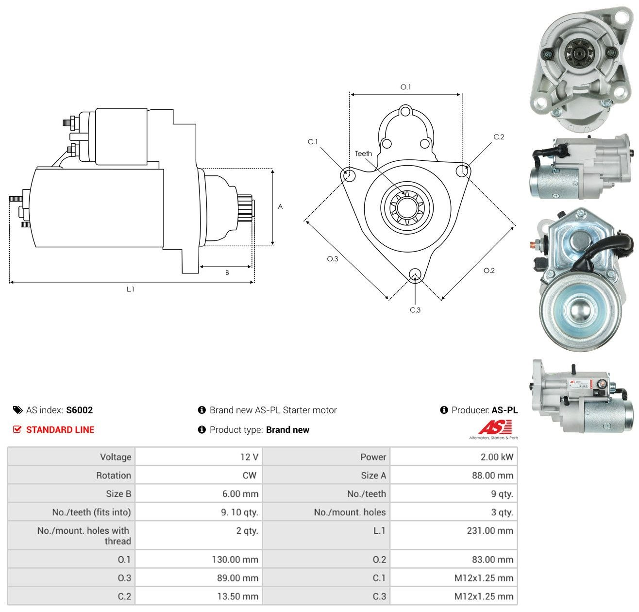 Стартер As-pl S6002 ціна, від 109.30 USD