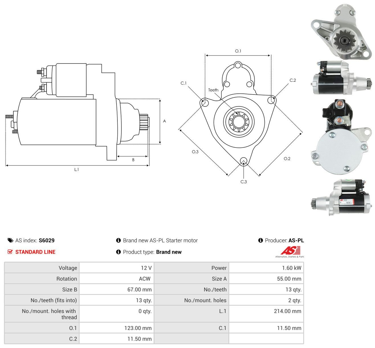 Стартер As-pl S6029 ціна, від 61.66 USD
