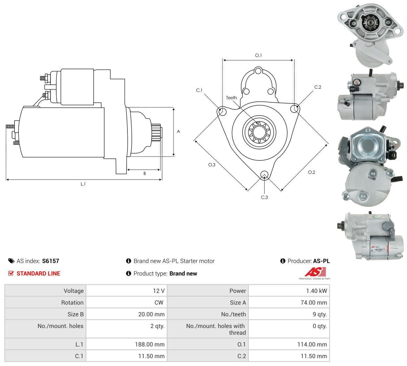 Стартер As-pl S6157 ціна, від 122.00 USD