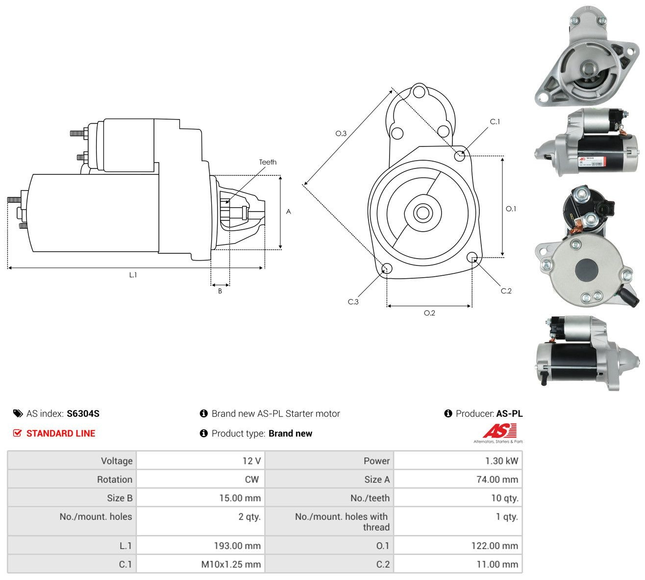 Стартер As-pl S6304S ціна, від 126.90 USD