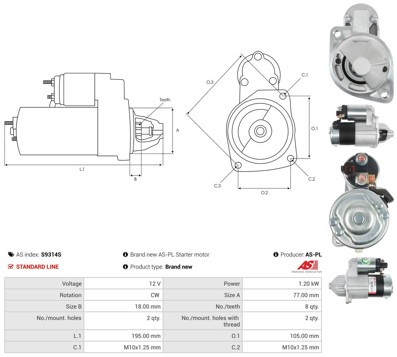 Стартер As-pl S9314S ціна, від 91.37 USD