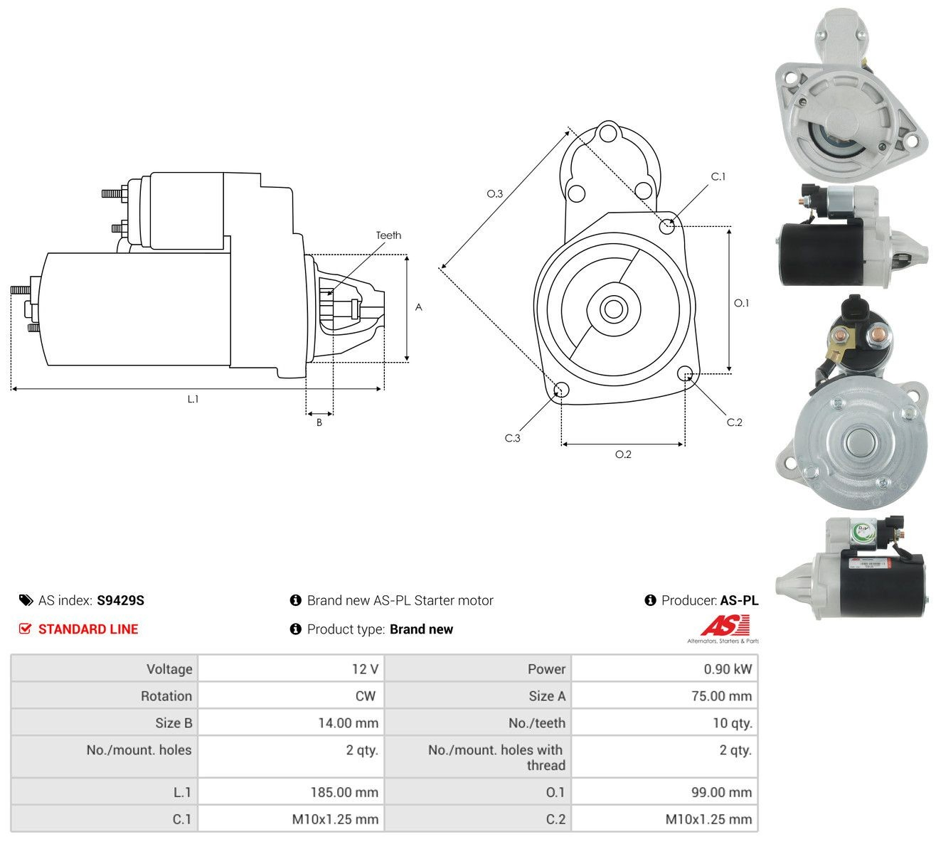 Стартер As-pl S9429S ціна, від 89.38 USD
