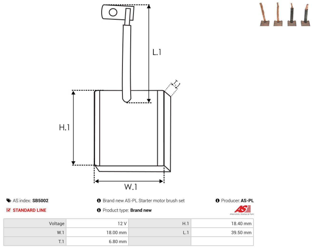 Щітка стартера As-pl SB5002 ціна, від 3.59 USD