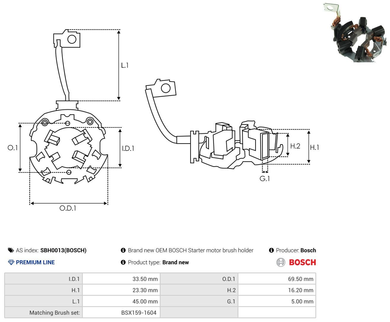 Щеткодеpжатель стартера Bosch SBH0013 ціна, від 6.74 USD