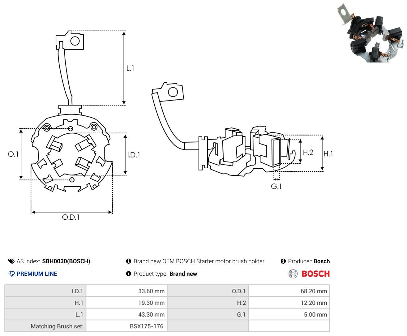 SBH0030BOSCH AS/Auto Storm Щеткодеpжатель стартера