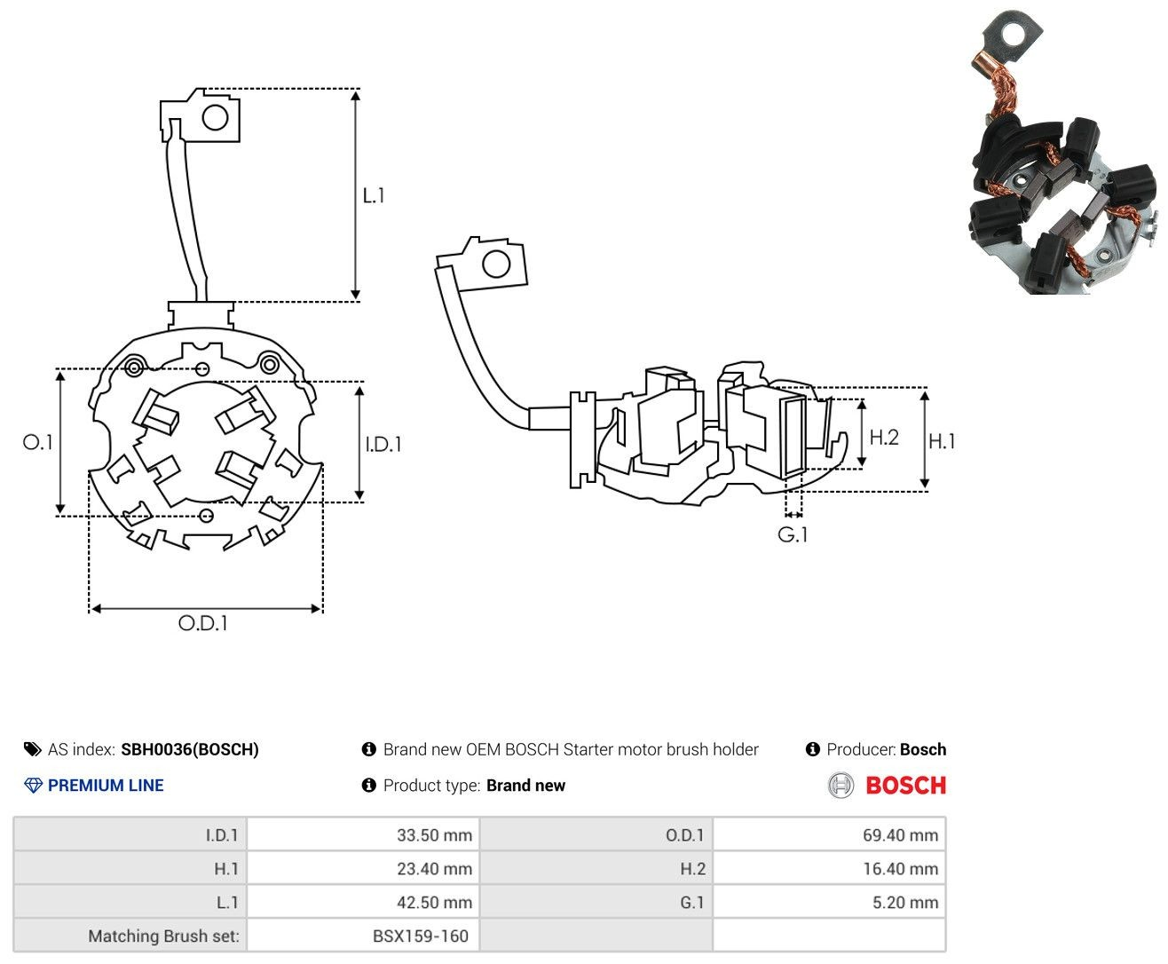 Купити SBH0036BOSCH As-pl Щеткодеpжатель стартера