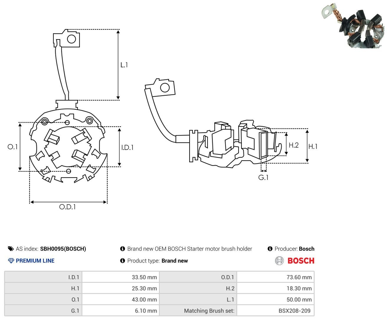 Купити SBH0095BOSCH As-pl Щеткодеpжатель стартера