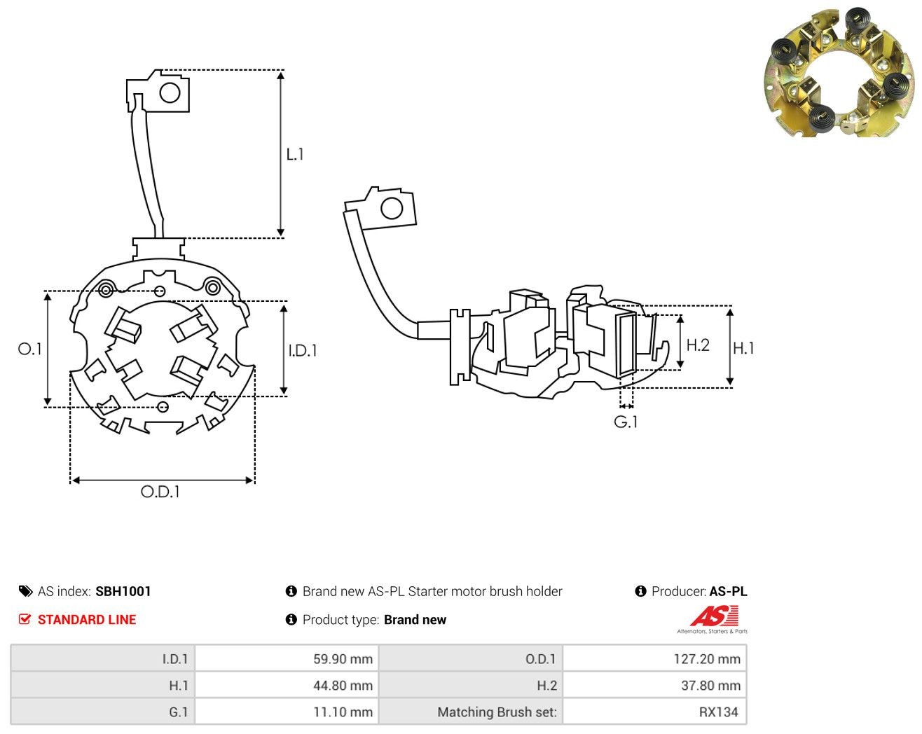 Щеткодеpжатель стартера Caterpillar 7T3278