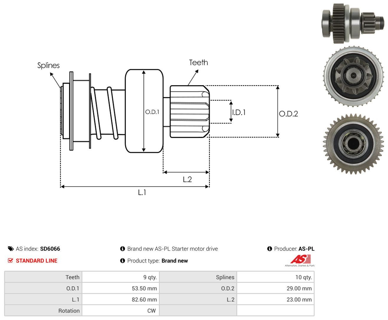 Привід стартера AS/Auto Storm SD6066