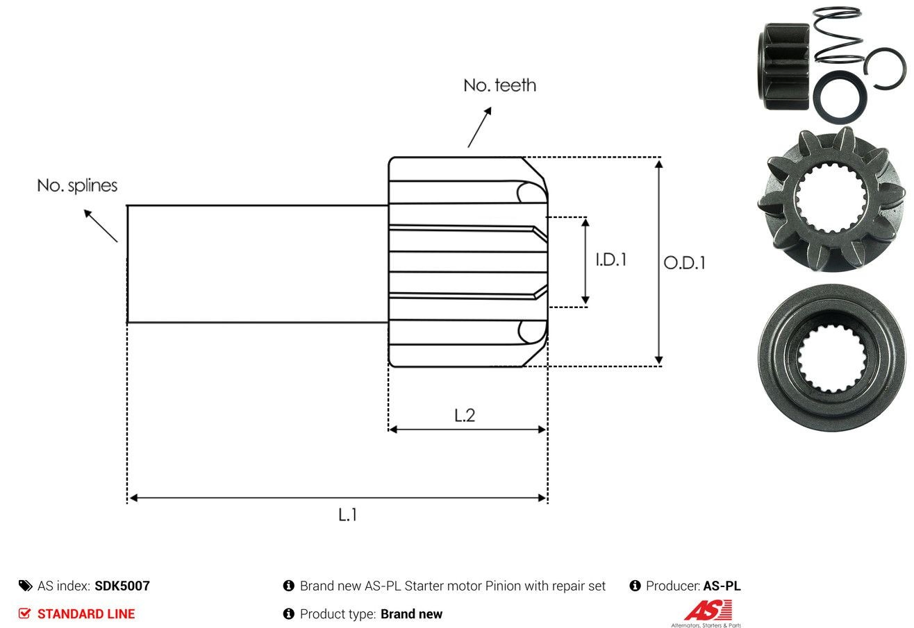 Шестерня стартера SDK5007 As-pl
