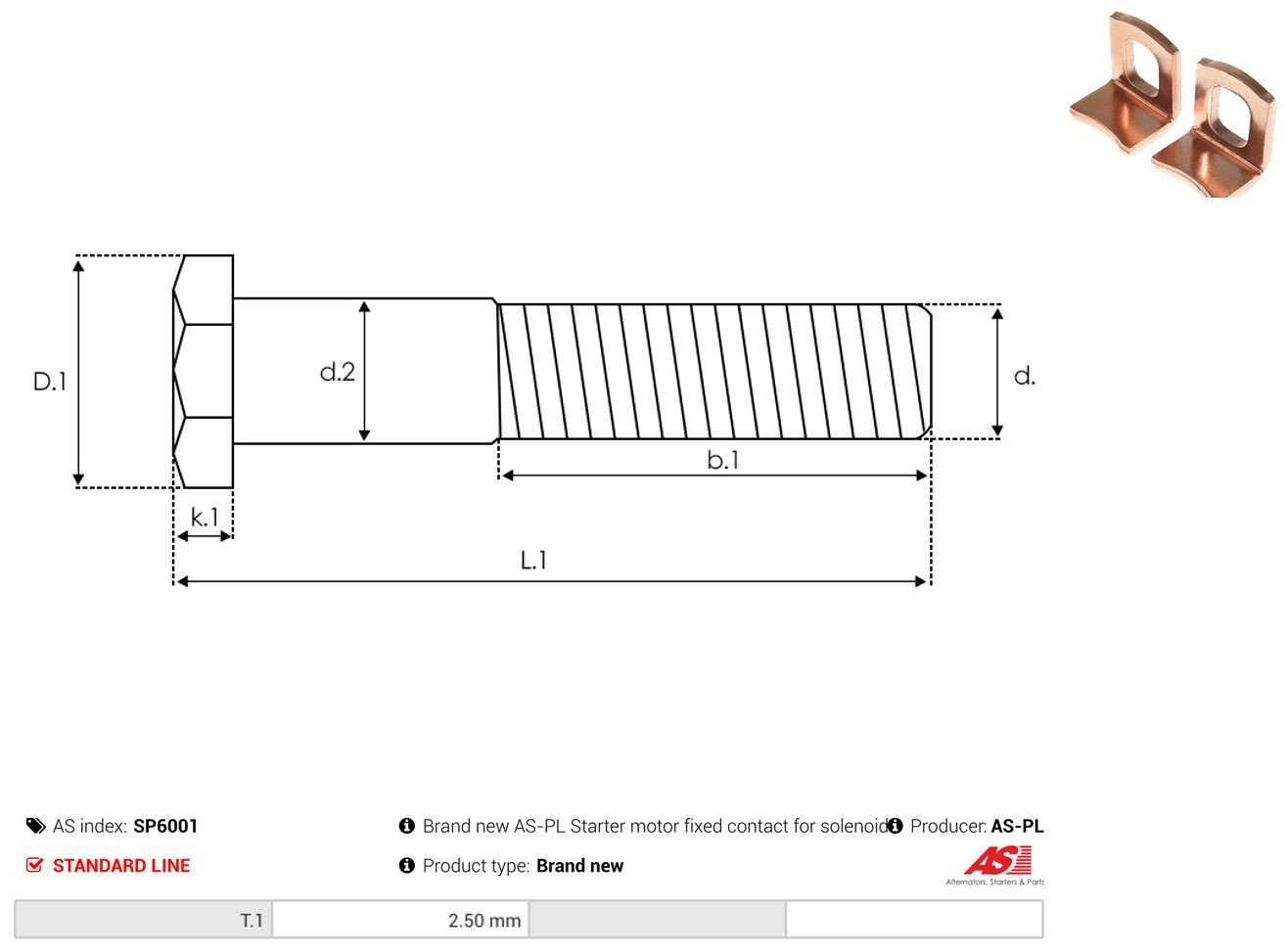 Ремкомплект втягуюче реле стартера As-pl SP6001 ціна, від 1.87 USD