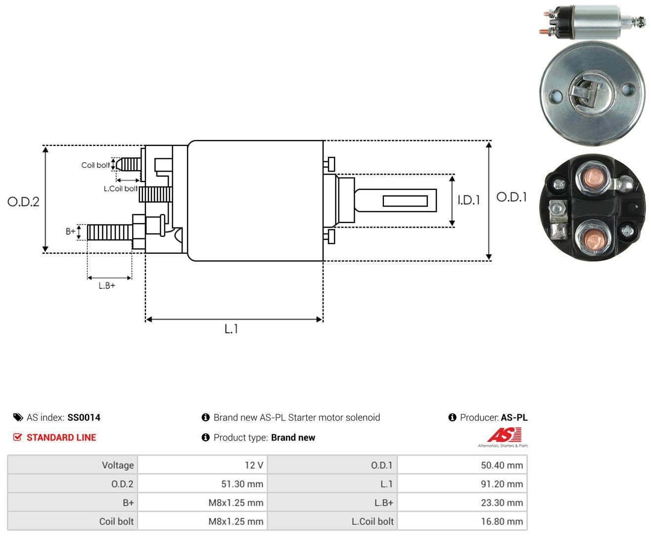 Втягуюче реле стартера SS0014 As-pl