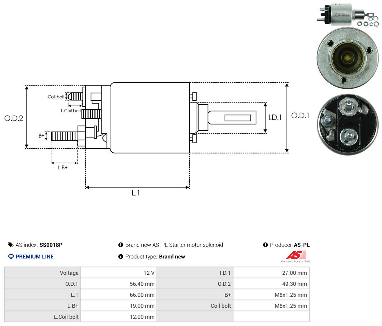 Втягуюче реле стартера SS0018P As-pl
