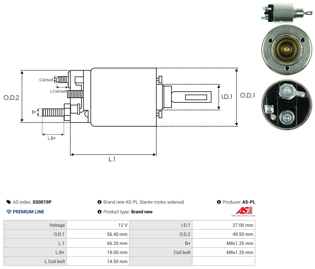 Втягуюче реле стартера SS0019P As-pl