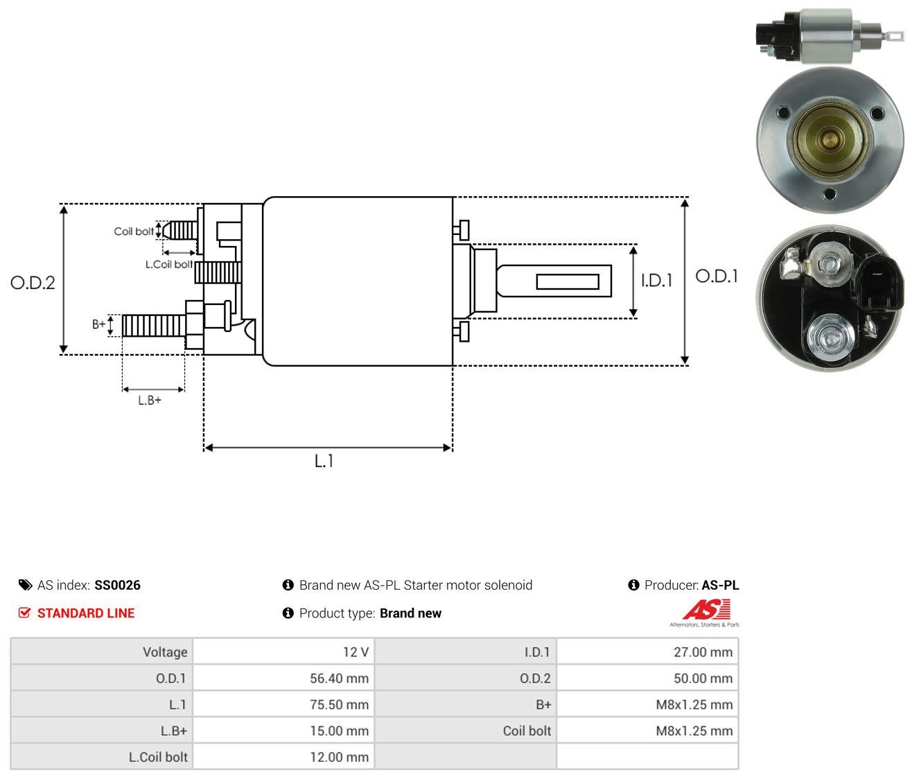 Втягуюче реле стартера SS0026 As-pl