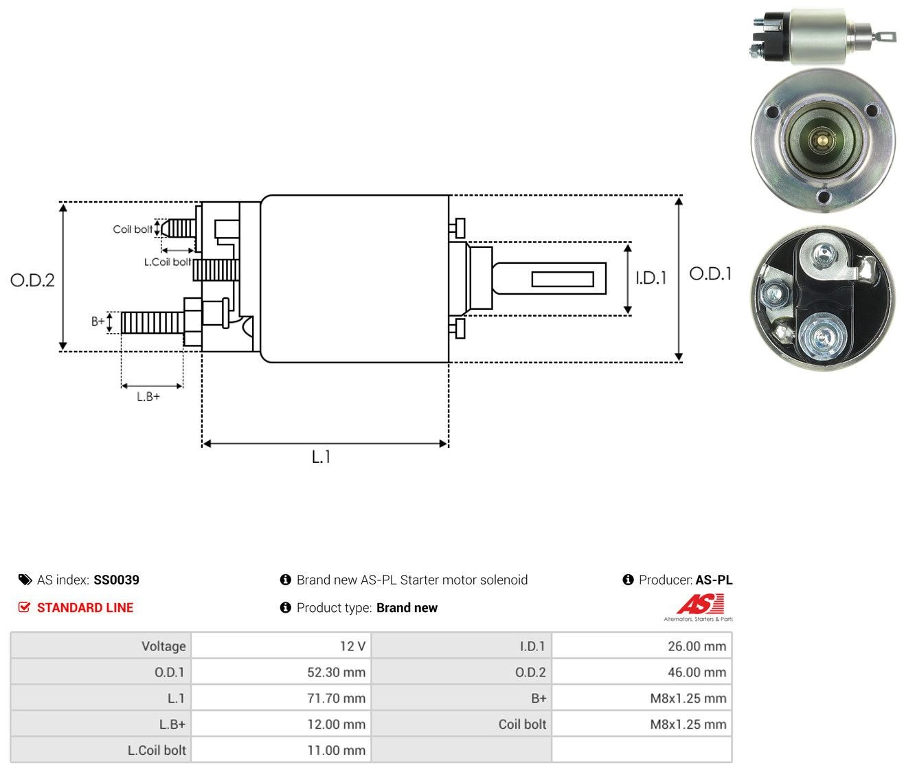 Втягуюче реле стартера SS0039 As-pl