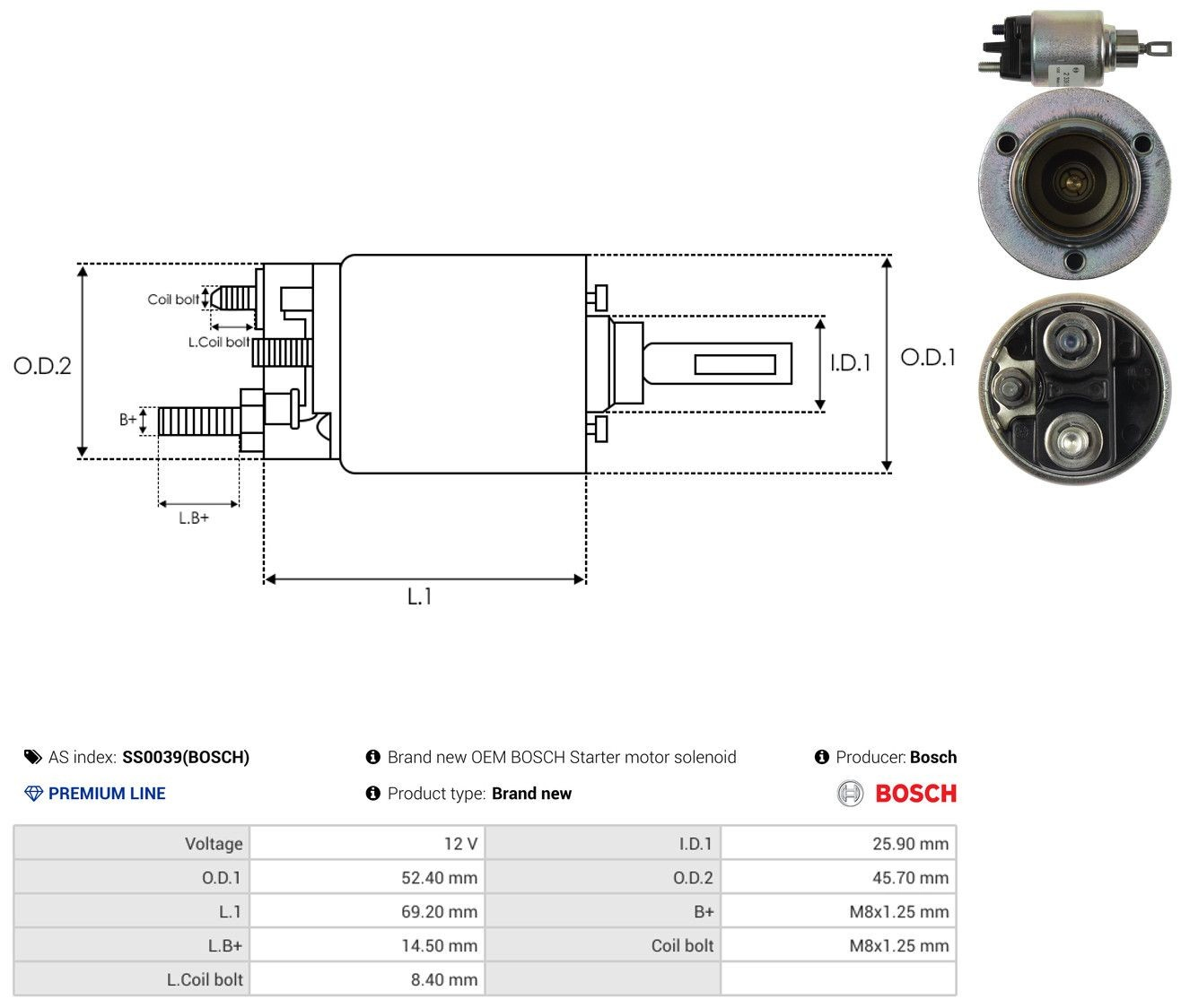 Втягуюче реле стартера SS0039BOSCH As-pl